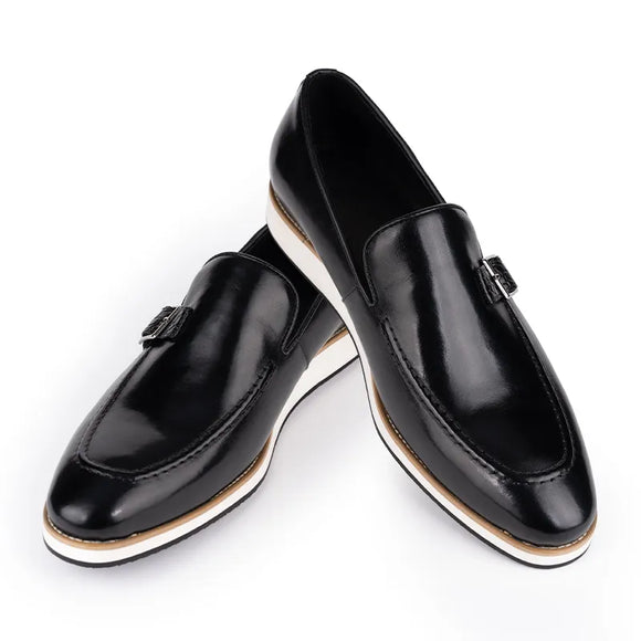 Deluxe Men's Casual Shoes Cow Leather Loafer Monk Strap Buckles Dress Daily wear casual Driving MartLion black 39 