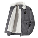 Winter Fleece Jacket Men's Warm Thick Corduroy Fur Collar Coat Casual Outdoor Windproof Outwear MartLion Grey M(40-50kg) 