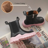 Autumn Winter Girls Short Boots Little Princess Forest Green Chimney Boys British Style Baby Cotton Shoes MartLion   