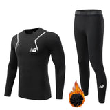 Men's Fitness Thermal Underwear Skin Layer Fleece Compression Gym Sweat Track Field Tights Running suit Sportswear kids MartLion   