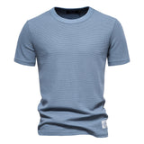 Outdoor Casual T-Shirt Men's Pure Cotton Breathable Knitted Short Sleeve Mart Lion Blue EU size S 