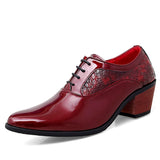 Men's Genuine Leather Shoes Formal Dress Wedding Red High Heels Luxury MartLion Red 38 