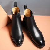 Spring Winter Elegant Chelsea Boots Genuine Leather Men's Shoes Slip-on Dress Formal Chelsea Mart Lion   