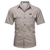 Summer Short Sleeve Army Tactical Shirt Men Thin Breathable Lapel Cargo Shirts MartLion   