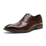 Luxury Genuine Leather Shoes Men's Dress British Vintage Carving Wingtips Brogues Formal Mart Lion Brown 38 