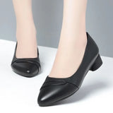 Women Classic Pointed Toe Spring Slip on Square Heel Pumps Elegant Shoes MartLion   