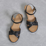 Summer Wedge Sandals for Women Buckle Strap Platform Rome Open Toe Thick Bottom No-Slip MartLion   