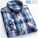 Cotton Plaid Casual Shirts Men's England Style Long Sleeve Turn Down Collar Breast Pocket Smart Dress MartLion 9004 8XL48 