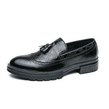 Brown Brogue Shoes Men's Tassel Leather Dress Casual Zapatos Hombre De Vestir MartLion black 2890 38 CHINA