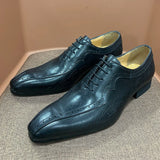 Style Brown Black Genuine Leather Oxford Dress Shoes Lace Up Suit Footwear Wedding Formal Men‘s MartLion Black US 6 