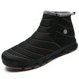 Winter Snow Boots Men's Warm Plush Ankle Boots Slip on Long Fur Sneakers Waterproof Leisure Shoes Non-slip MartLion Black 36 
