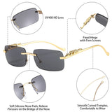 In Trend Rimless Rectangle Sunglasses Women Luxury Designer Cut Edge Shades Golden Leopard Frame Eyewear MartLion   