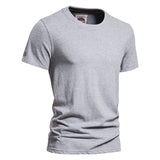 Outdoor Casual T-shirt Men's Pure Cotton Breathable Crew Neck Short Sleeve Mart Lion Light Grey EU size M 