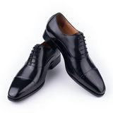 Handmade Men's Oxford Leather Shoes Inner Suture Genuine Leather Dress Formal Leather MartLion black 38 