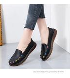 Genuine Leather Moccasin Cowhide Flat Shoes Women Casual Loafers Slip On Sneakers Soft Sole Vulcanized Spring MartLion   