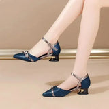 Women Cute Black Pu Leather Spring Office Square Heel Shoes Lady Pumps MartLion aa 38 