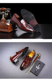 Men's Brock Tassels Leather Shoes Vintage Pointed Toe Loafers British Style Carving Wingtips Brogues Slip Flats Mart Lion   