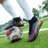 Football Shoes Men's Soccer Spikes TF AG Non Slip Wear Resistant Lightweight Elastic Ankle Protect Competition MartLion   