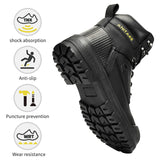  Steel Toe Work Boots Men's 6 Inch Full Grain Leather Electrical Insulation Non-Slip Impact Resistance MartLion - Mart Lion