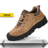 working shoes with iron anti spark suede boots anti smashing indestructible shoes men's anti puncture safety work MartLion C9212 Khaki 37 