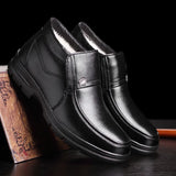 Genuine Leather Shoes Men's Winter Boots Warm Cotton Cold Winter Cow Leather Footwear Black MartLion   