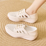 Microfiber Hollow Women sneakers Summer shoes Lady Heel Height 4.0cm Wedding loafers MartLion   