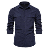 Autumn Cotton Shirt Men's Casual Shirt Lapel Solid Pocket Men's Shirt Autumn MartLion   