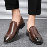 Gentleman Leather Shoes Men's Leisure Brown Loafer MartLion   