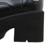 Winter Gothic Punk Women's Platform Boots Black Buckle Strap Zipper Creeper Wedges Shoes Mid Calf Military Combat Mart Lion   