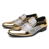 British style Shiny Golden Men's Dress Shoes Pointed Toe Leather Chelsea Formal Designer Luxury Party Wedding MartLion Golden 315 42 