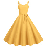dresses for weddings as a guest formal Spaghetti Strap large Hem Solid Color midi with bowknot Back Zipper Elegant MartLion Yellow XL United States