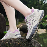 Women Outdoor Casual Shoes Summer Breathable Mesh Hiking Sneakers Female Light Trekking Footwear Flat Climbing Work Mart Lion   