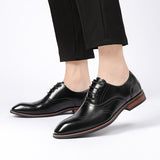 Men's Genuine Leather Shoes Luxury British Vintage Carving Wingtips Brogues Slip on Flats Designer Oxford Dress Mart Lion   