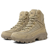 Fujeak Men's Military Tactical Boots Autumn Winter Waterproof Leather Desert Safty Work Shoes Combat Ankle Mart Lion khaki 39 