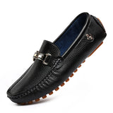 Men's Genuine Leather Loafers Soft Moccasins Shoes Autumn Flat Driving Folding Bean Zapatos Hombre MartLion 15119-black 47 
