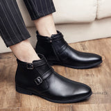 Autumn Winter Classic Men's Black Boots Leather Ankle Dress Para Hombre MartLion   