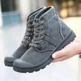 Autumn Early Winter Boots Men's Canvas Shoes High top Casual MartLion GRAY 10 