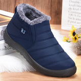 Men's Winter Shoes Warm Black Ankle Boots with Waterproof Snow Casual Cotton MartLion Blue 36 