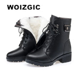 Female Ladies Women Leather Ankle Boots Platform Winter Plush Fur Warm Shoes MartLion