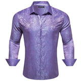 Designer Shirts Men's Embroidered Silk Paisley Blue Green Black White Gold Slim Fit Blouses Long Sleeve Tops Barry Wang MartLion 0834 S 