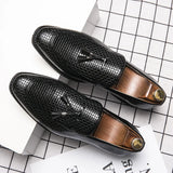 Luxury Loafers Slip-on Fringed Leather Shoes Woven Moccasin High-end British Style Thick Bottom Pointed Toe Designer MartLion   