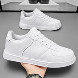 Classic Leather Men's White Casual Shoes Breathable Comfort Sneakers Outdoor Walking Running Couple Footwear MartLion WHITE 46 