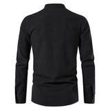 Men's Casual Blouse Cotton Linen Shirt Tops Long Sleeve Tee Shirt Spring Autumn Slanted Placket Vintage MartLion   