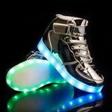 Kids Led USB Charging Shoes Glowing Sneakers Children Hook Loop Luminous for Girls Boys Skateboard High Top Running Sports MartLion   