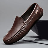 Breathable Genuine Leather Men's Loafers Casual Driving Casual Shoes Spring Autumn MartLion Brown 41 