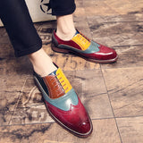 Luxury Brand Red Loafers Men's Lace-up Shoes Casual Thick Bottom Brogue Oxford Contrast Color Wedding MartLion   