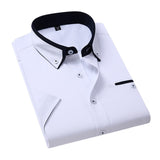 Summer Shirt Men's Short Sleeves Button Up Shirt Turn-down Collar Casual Clothing Mart Lion white shirt M 46-56 KG 