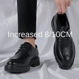 Heel Shoes Men's Casual Cow Leather Dress British Breathable Groom Platform Wedding MartLion   