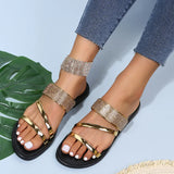 Vintage Wear Slippers Women Round Head Sequin Rhinestone Light Sandals Summer Non-Slip Flip Flops MartLion   