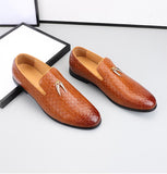 Men's Woven Leather Casual Shoes Trendy Party Wedding Loafers Moccasins Light Driving Flats Mart Lion   